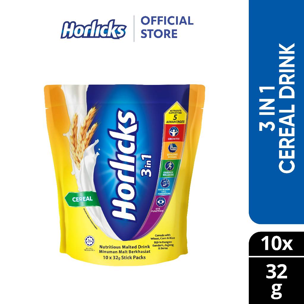 Horlicks 3 In 1 Instant Cereal Drink (10 x 32g) | Shopee Malaysia