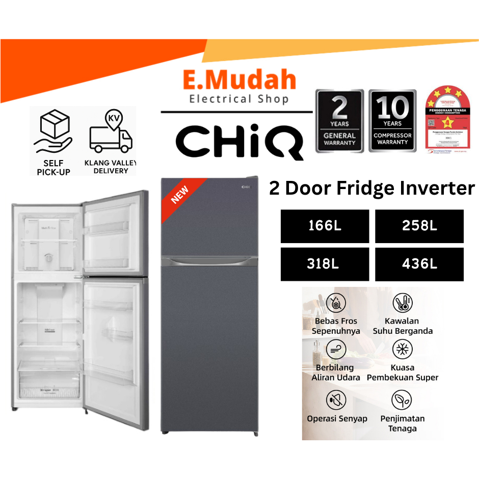 CHIQ 2 Door Inverter Fridge 166L 258L 318L 436L | CTM348N CTM-348N ...