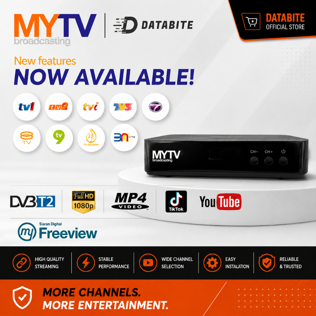 Original MyTv Decoder SIRIM & MCMC DVBT2 MyTv Dekoder HDMI RCA 1080p ...