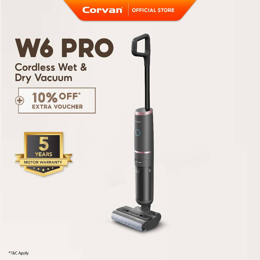 Corvan W6 Pro Wet & Dry Vacuum Cleaner & Mop| 180° Lay-Flat| Anti ...