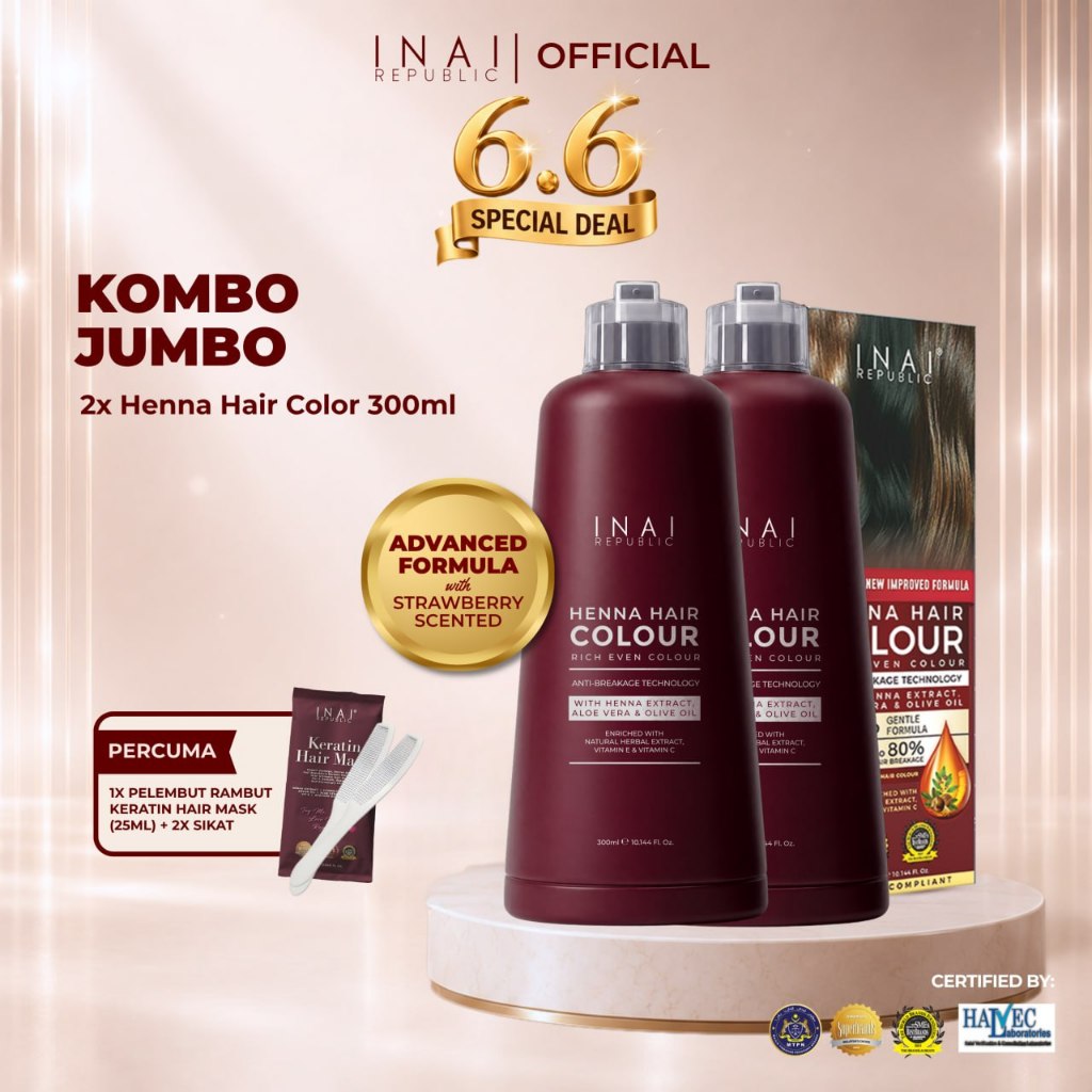 KOMBO JUMBO INAI PEWARNA RAMBUT HALAL 300ML INAI REPUBLIC - Tanpa ...