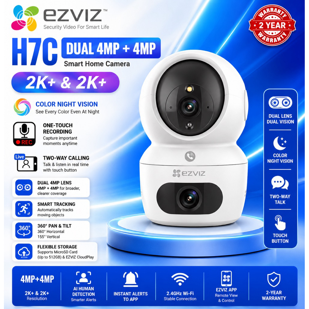 Ezviz H7C Dual Lens (4MP + 4MP) Pan/Tilt Two Way Talk Color Night ...