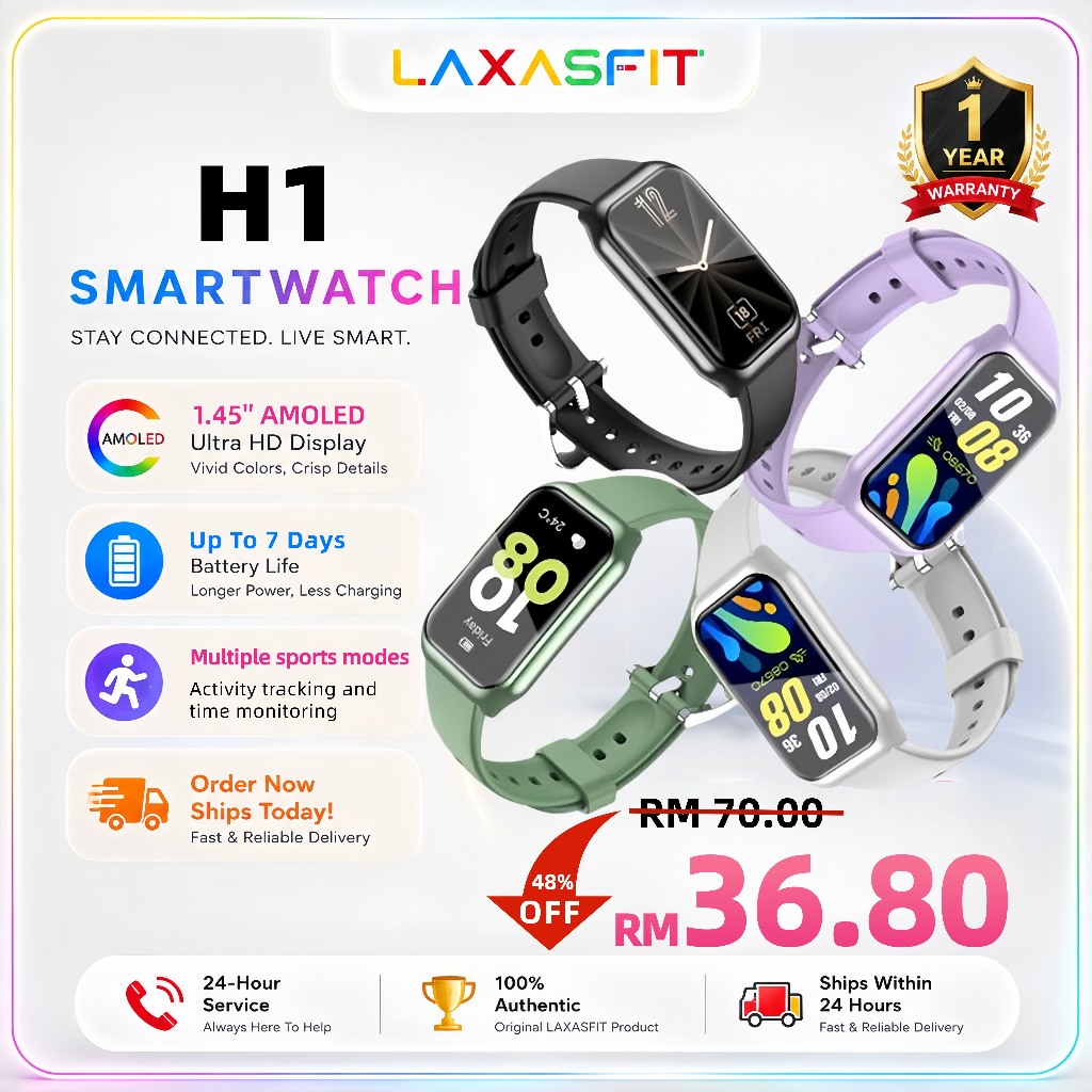 Laxasfit 2026 new smart watch H1 1.45-inch smart bracelet full touch ...