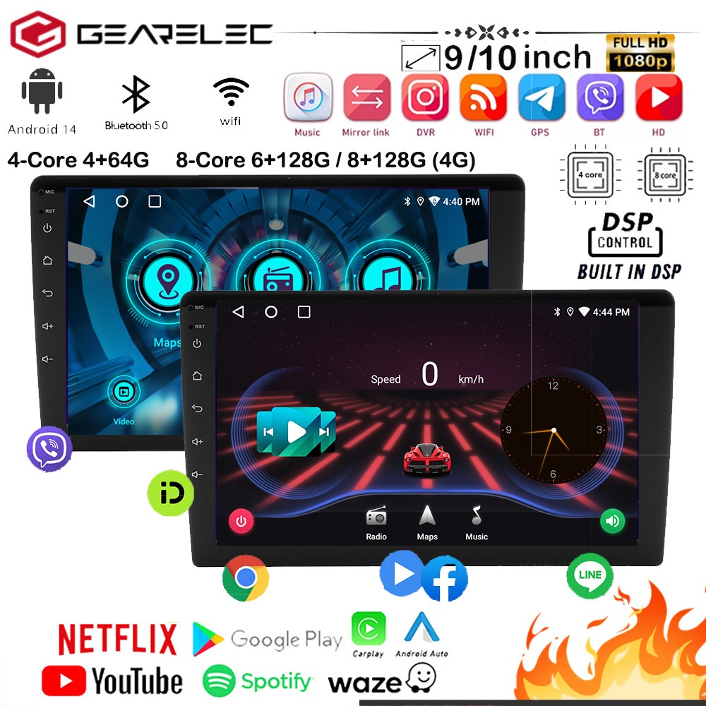 2 Din 9 10 inch Head Unit IPS Screen 8+128G Carplay Android Auto MP5 ...