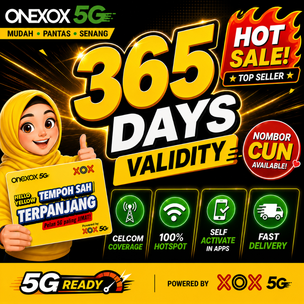 ONEXOX XOX 5G SIMCARD - 1 YEAR VALIDITY FREE 10GB - 365 HARI - HIGH ...