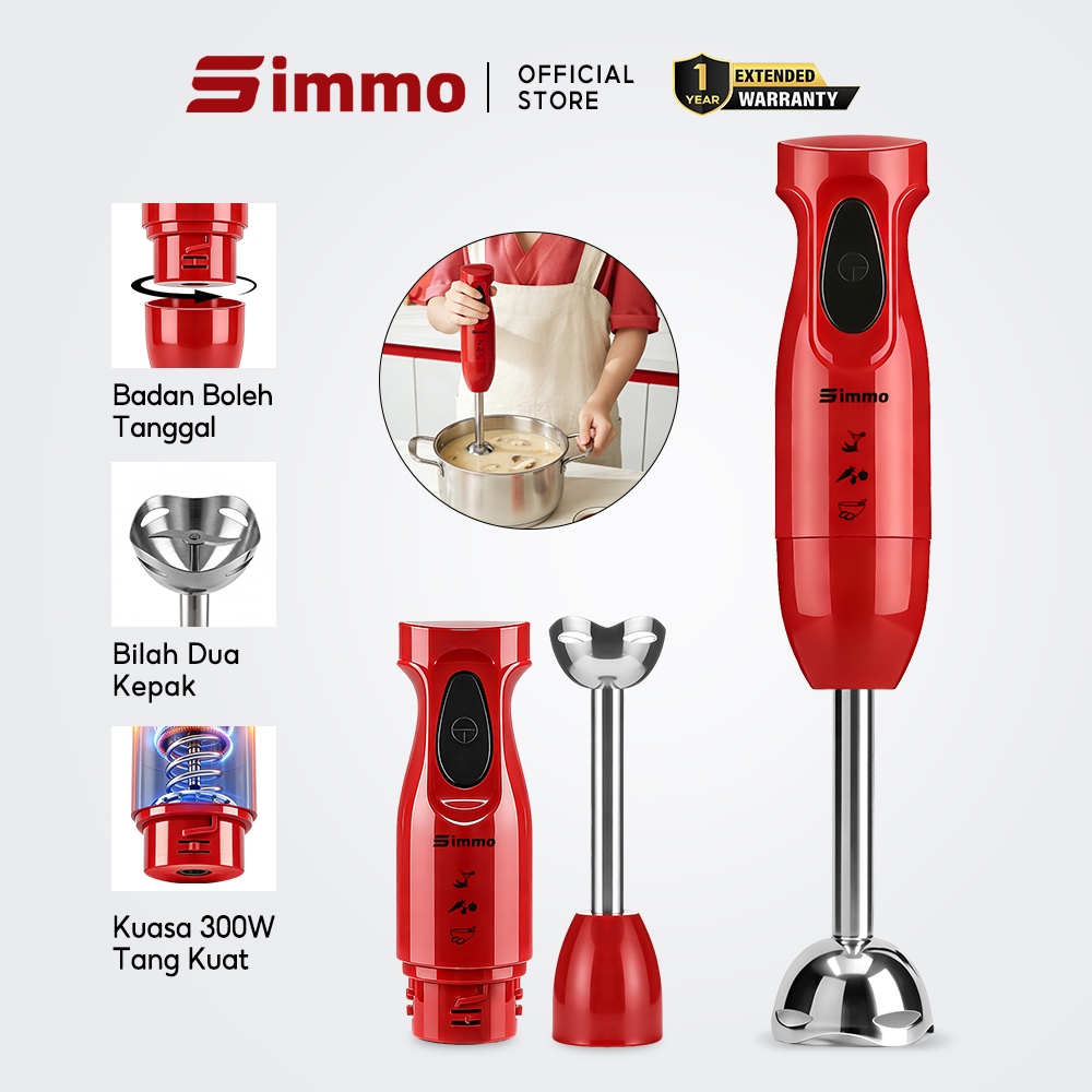 Simmo Hand Blender Multifunction Food Processor Mixer Stainless Steel ...