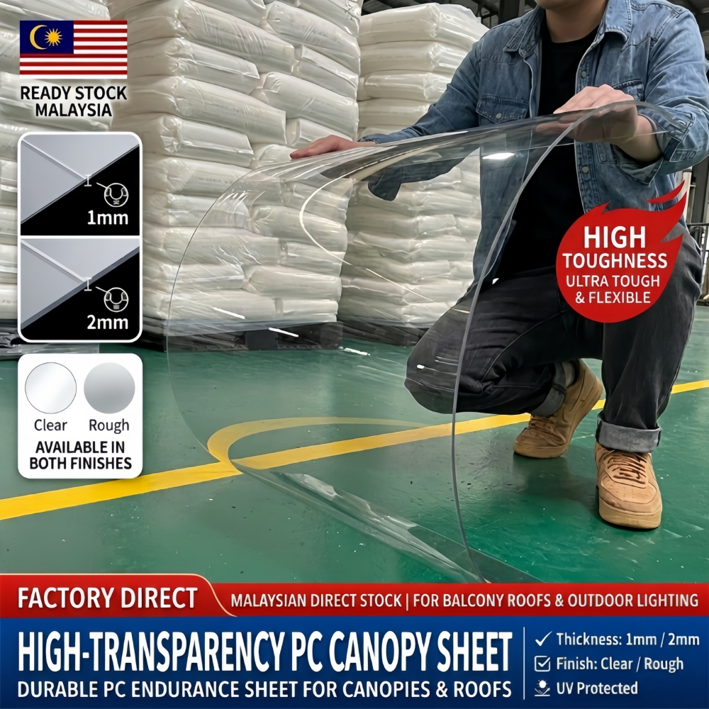 Polycarbonate Sheet/Tebal 1mm/2mm/Pc Flat Transparent Roof/Atap Cerah ...
