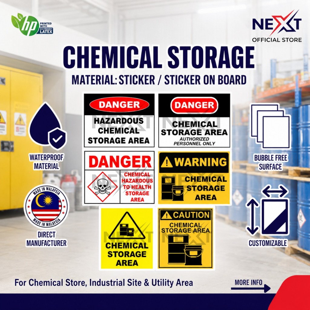 Danger Chemical Storage Area Warning Signage | Sticker or Sticker on ...