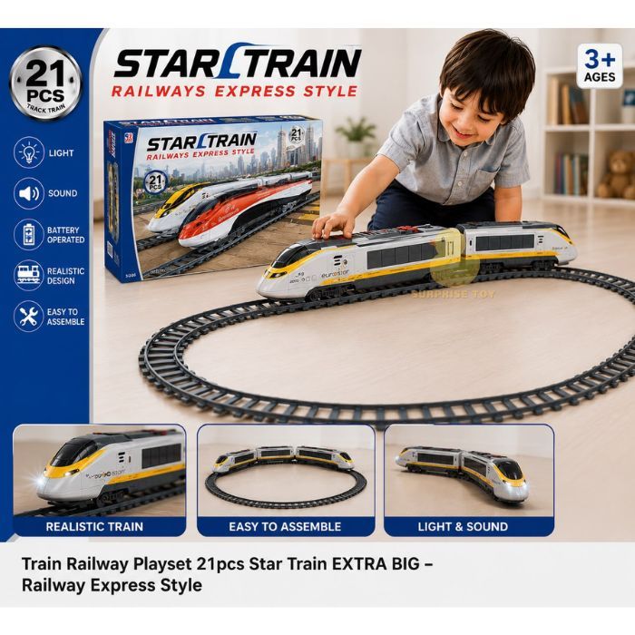 Train Railway Playset 21pcs Star Train EXTRA BIG SIZE Train Toys