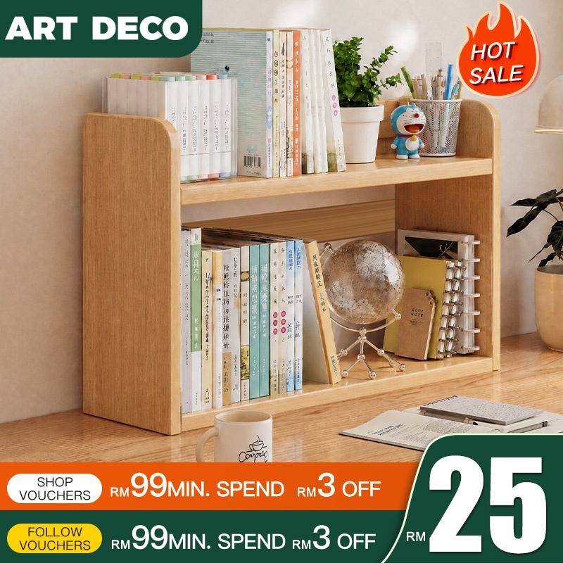 Wooden Book Rack Desk Organizer Rak Buku Desktop Rack Table Bookshelf ...