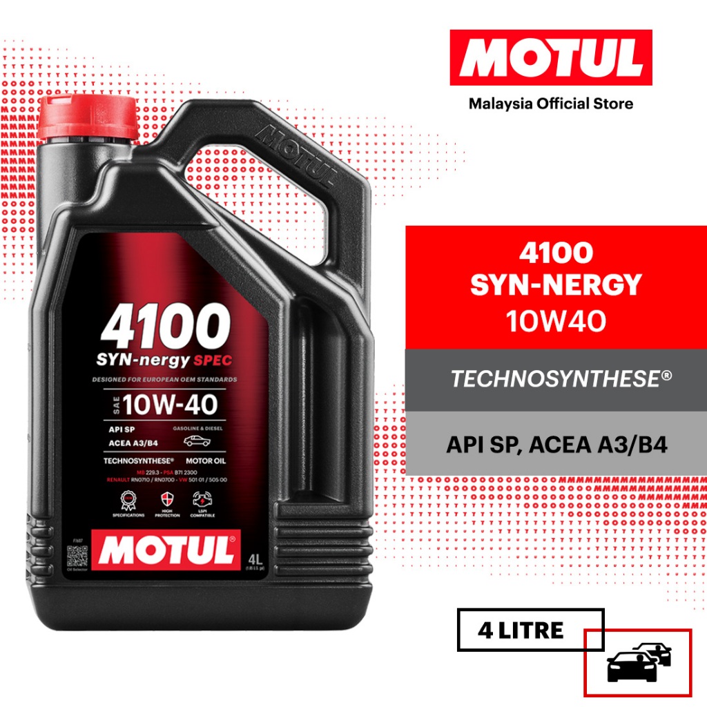 MOTUL 4100 SYN-NERGY SPEC 10W40 4L Minyak Enjin Petrol Diesel