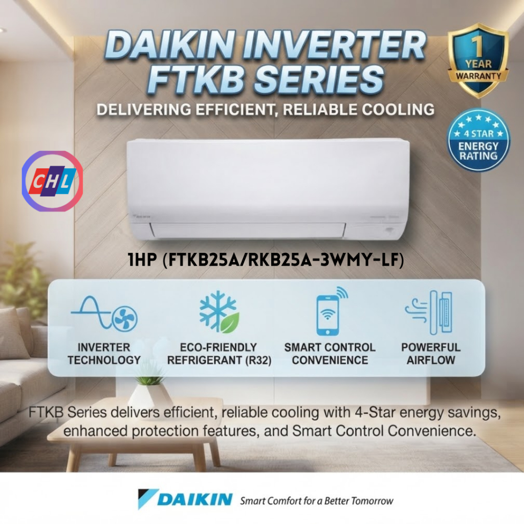 DAIKIN FTKB SERIES 1.0HP 4-STAR R32 INVERTER AIR CONDITIONER I ...