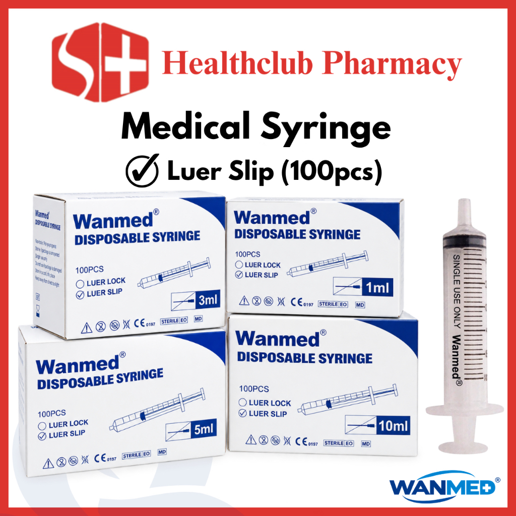 WANMED Disposable Syringe 100pcs Luer Slip Medical Syringe 1ml 3ml 5ml ...