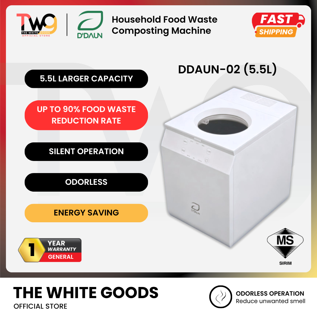 D'Daun 5.5L / 3.8L Household Food Waste Composting Machine Auto Fast ...