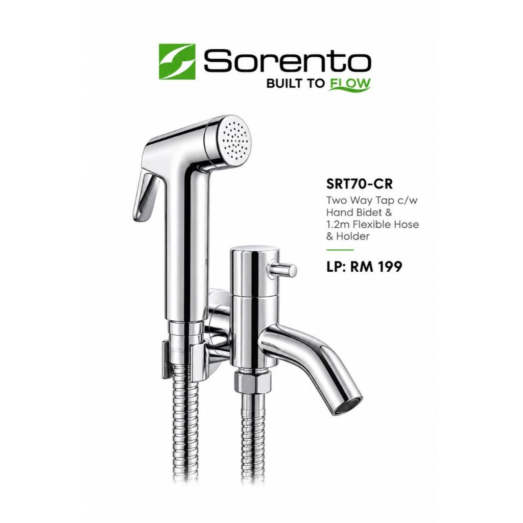 Sorento srt70-cr two way tap c/w hand bidet and 1.2m flexible hose ...