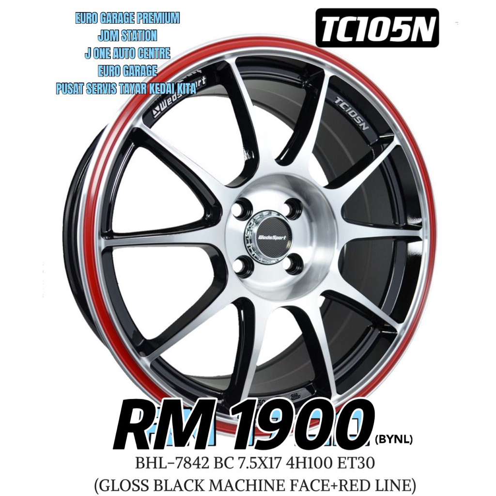 NEW RIM WEDSSPORT TC105N 17 INCHI | Shopee Malaysia