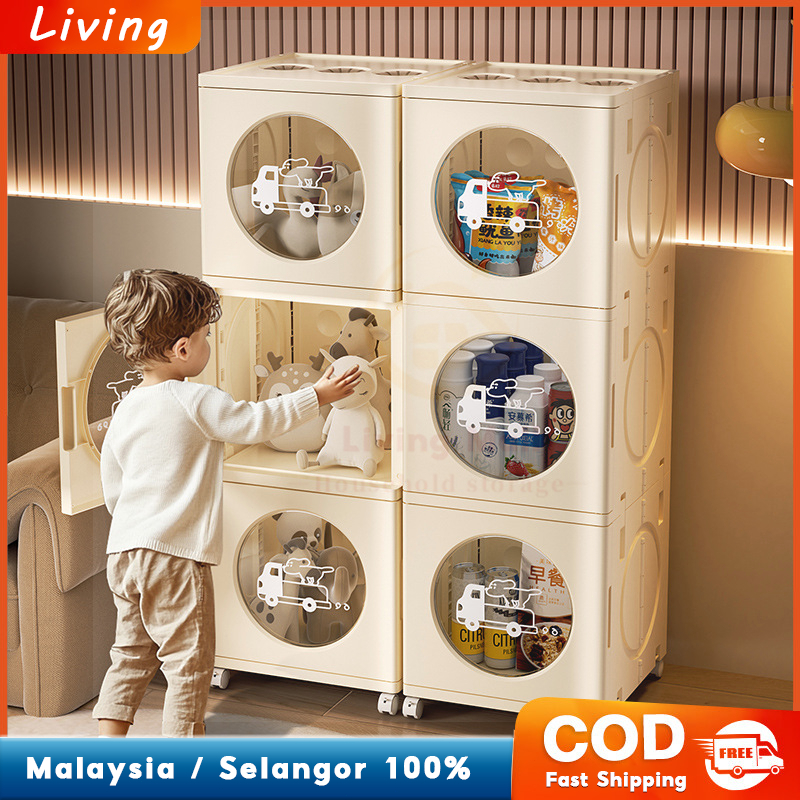 Foldable Storage Cabinet Living Room Plush Toy Display Box Stackable ...