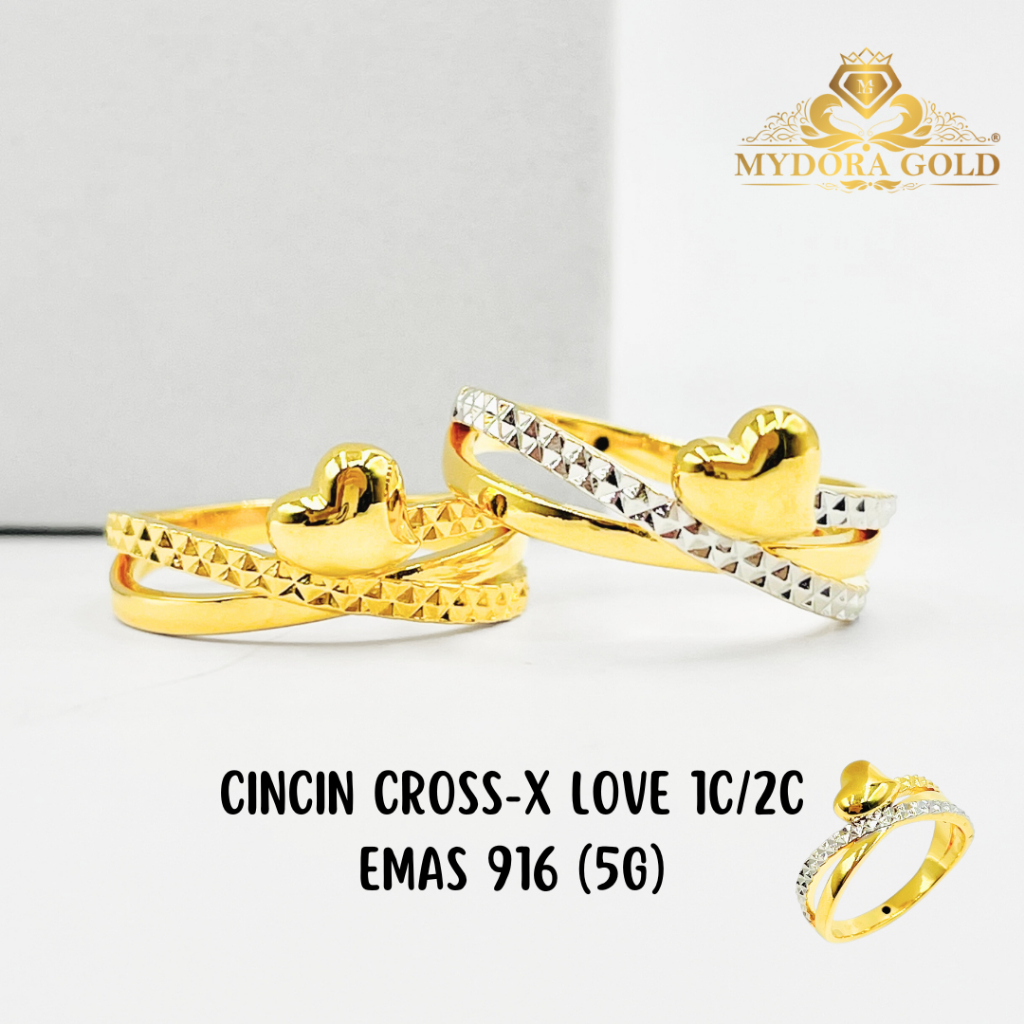 MYDORA Cincin Cross-X Love 1C/2C (5G) l EMAS 916/22K | Shopee Malaysia