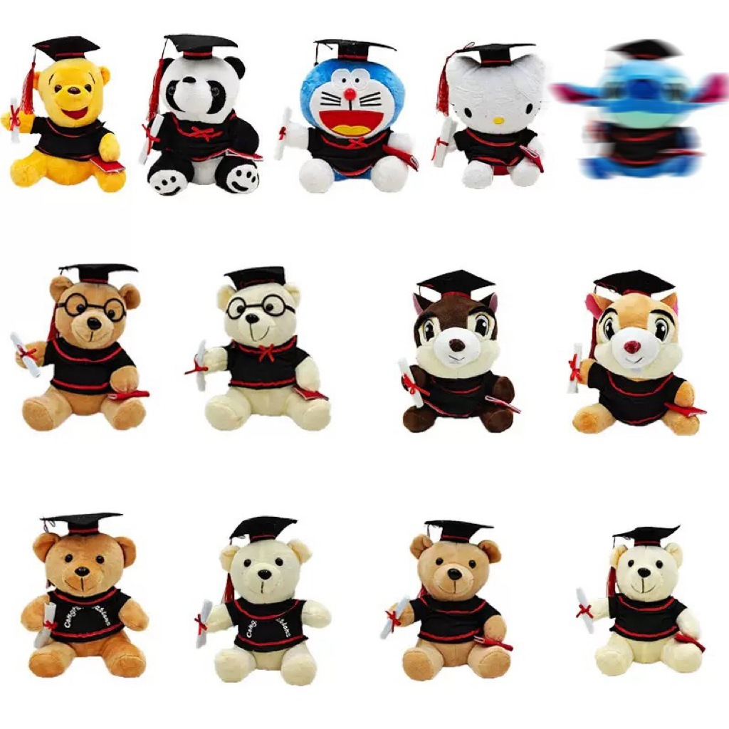 Graduation with Hood Bear / Stitch / Pooh / Doraemon for Bouquet ...
