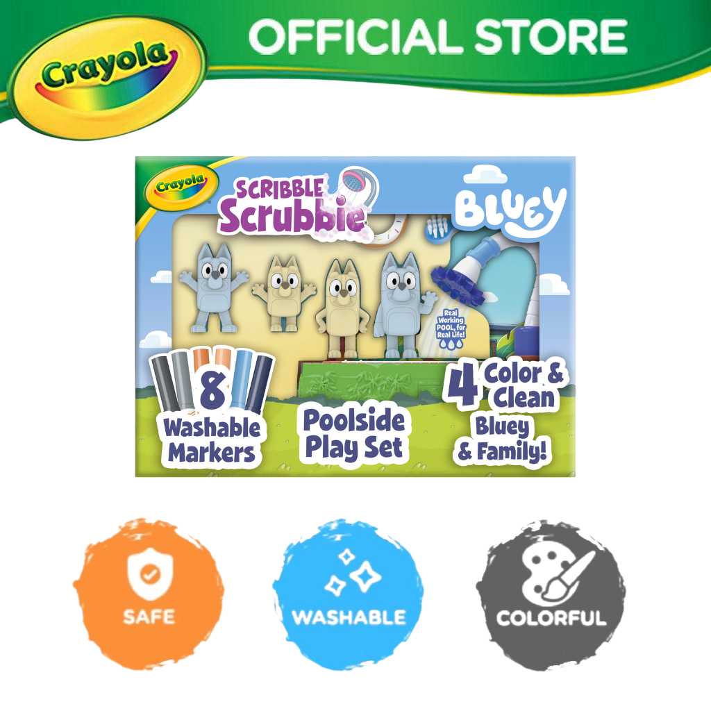 Crayola Bluey Pool Playset - Scribble Scrubbies - Washable & Safe ...