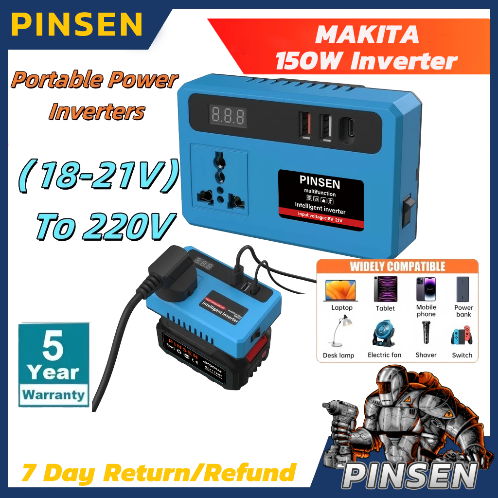 PINSEN MAKITA Portable Power Inverters for 20V Battery Inverter 20v to ...