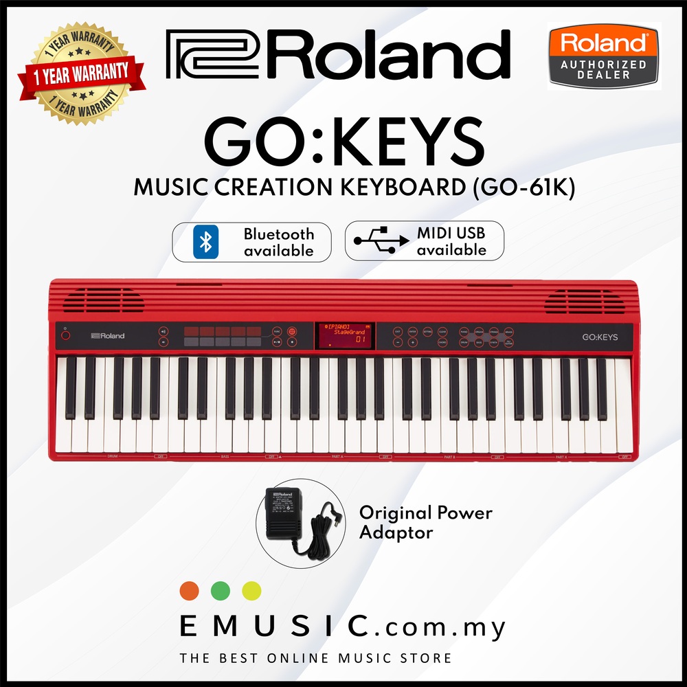 Roland GO:KEYS Music Creation 61 Keys Keyboard with Note Stand and ...