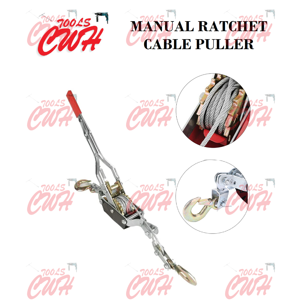 2TON MANUAL HAND RATCHET WIRE ROPE CABLE PULLER LIFTER LIFT LIFTING ...