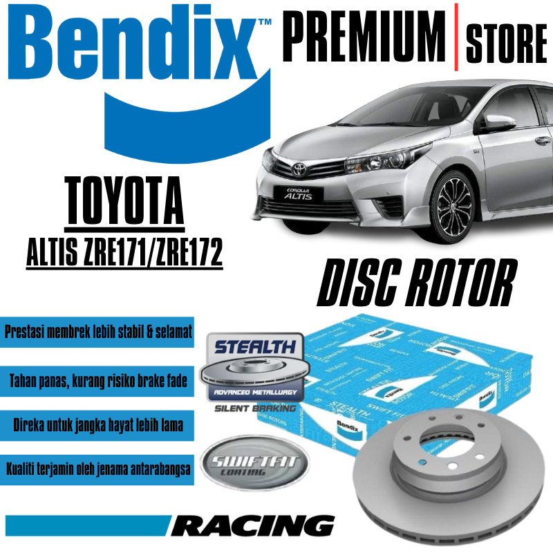 Original Bendix Front Set And Rear Disc Rotor - Toyota Altis ZRE171 ...