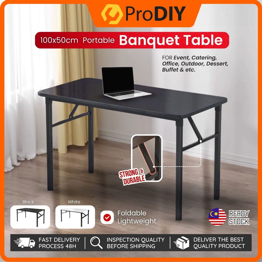 Foldable Table Banquet 100cm x 50cm Catering Hall Event Office Buffet ...