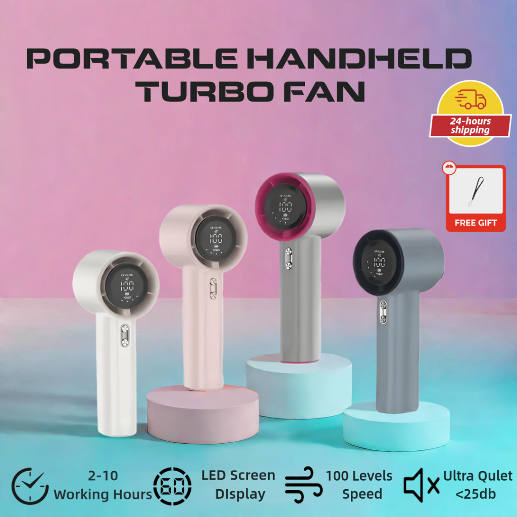 Adjustable Digital Display Handheld Mini Fan LED Display Battery ...