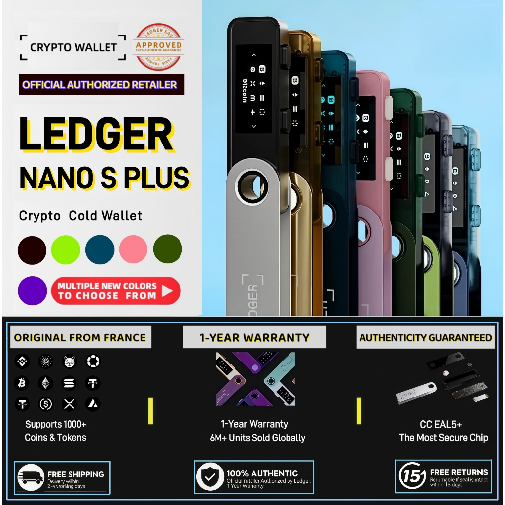 Ledger Nano S Plus - Authentic Hardware Crypto Cold Wallet Supports BTC ...