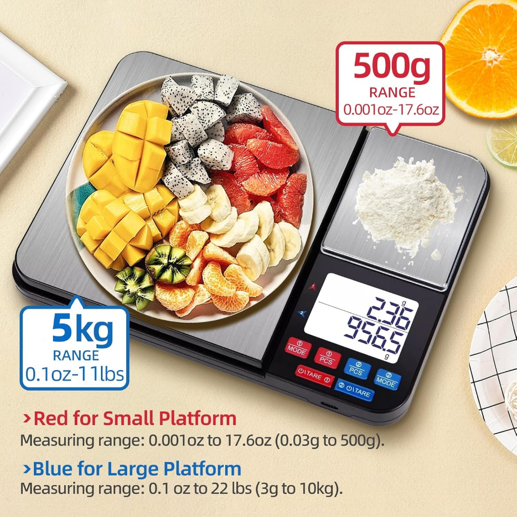 Dual Platform Digital Kitchen Scale 0.01g Precision 5kg | Baking Flour ...
