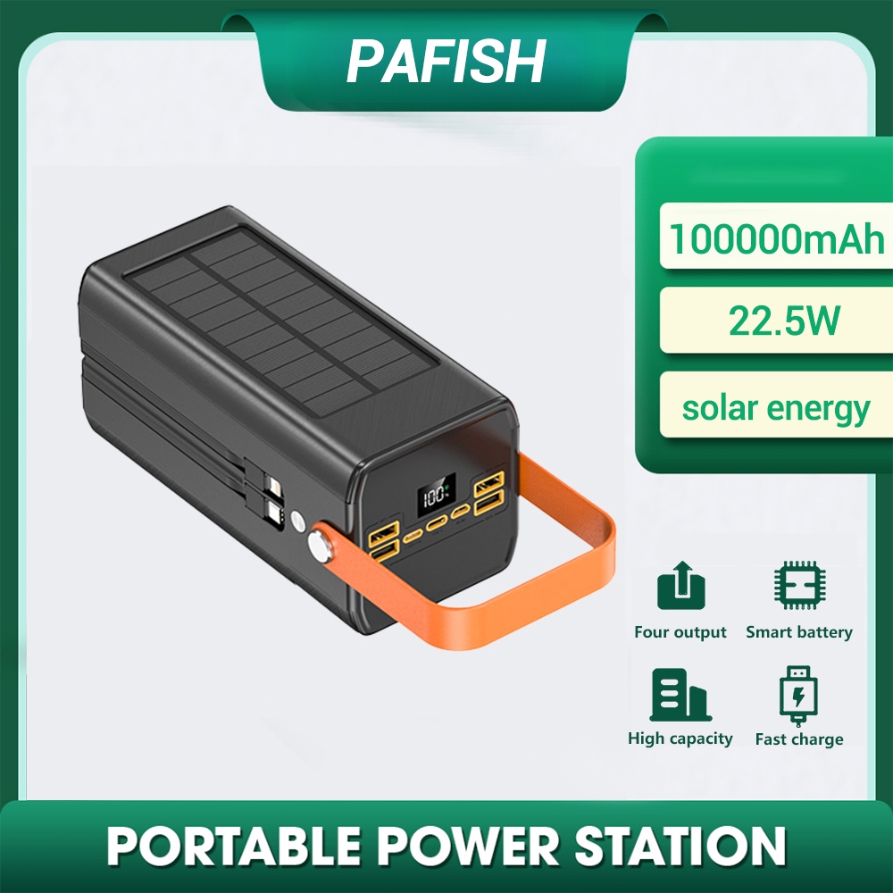 100000mAh Super Capacity! 22.5W Fast Charging + Solar Charging + Built ...