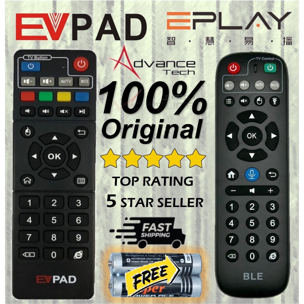 EVPAD / EPLAY / MYVIU ORIGINAL Remote Control for EVpad 2S / 3S / 5S ...