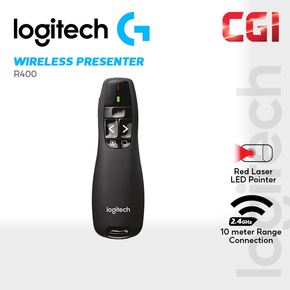 Logitech R400 Laser Presentation Remote Red Laser Pointer - 910-001361 ...