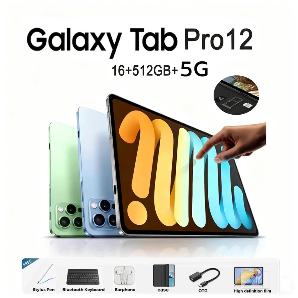CRAZY PROMO 2025 5G Tablet 12PRO 12 Inch Tablet 16GB+512GB Learning ...