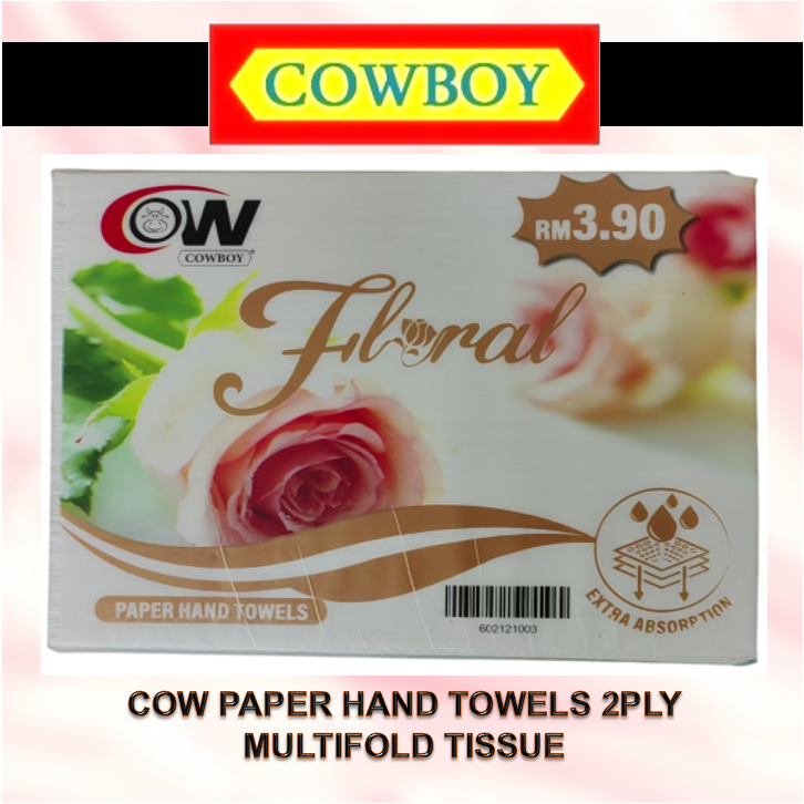 COWBOY 2 Ply M Multi Fold Hand Towel Tissue L Fold Paper Pulp Tisu ...