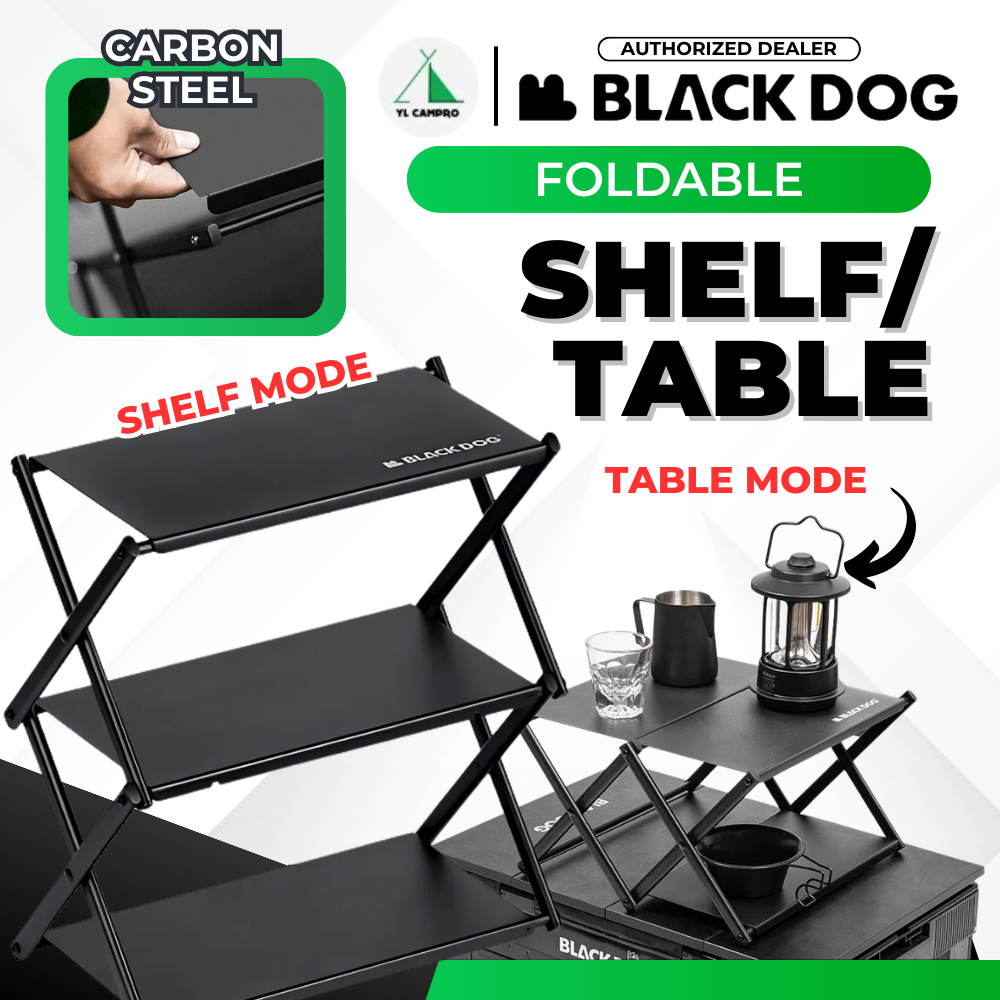 BLACKDOG 3 Layer Desk Rack Foldable Storage Rack Carbon Steel Three ...