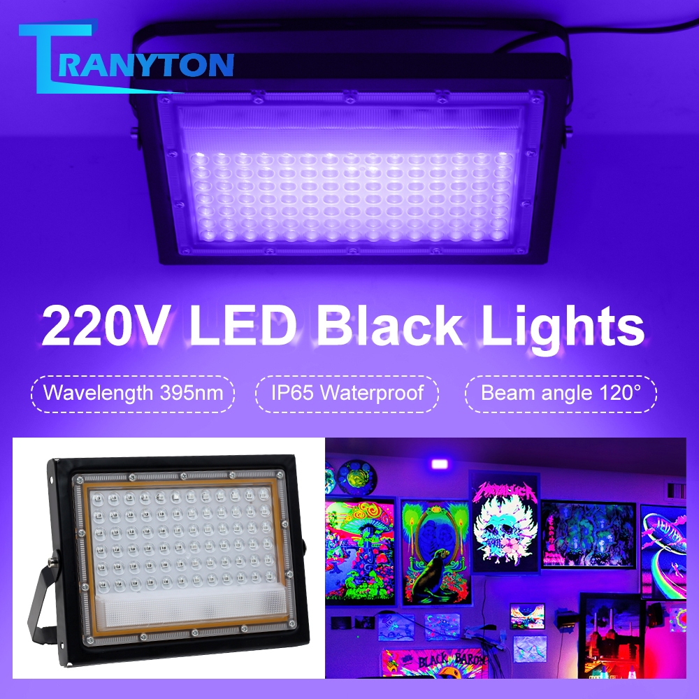 UV Light LED Floodlight AC220V 50W 100W IP66 395nm UV LED Fluorescent ...