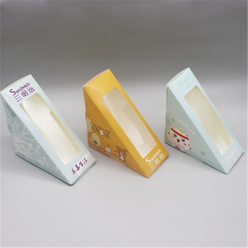 10pcs Sandwich Packaging Box Sandwich Paper Box Triangular Transparent ...