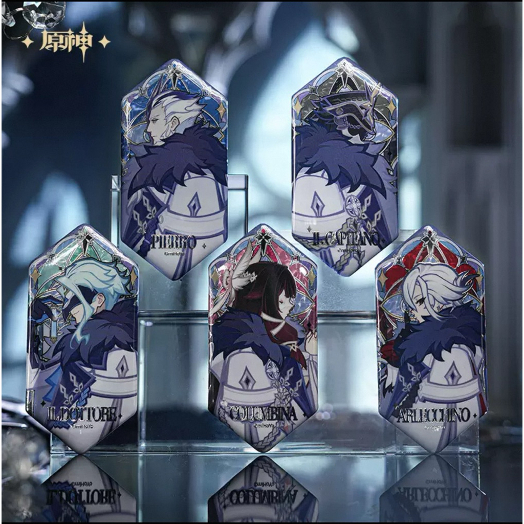 Set Merch Columbina Genshin – 7 Pezzi: Portachiavi, Spille E Stand Acrilico, Decorazioni Da Scrivania, Stile Anime