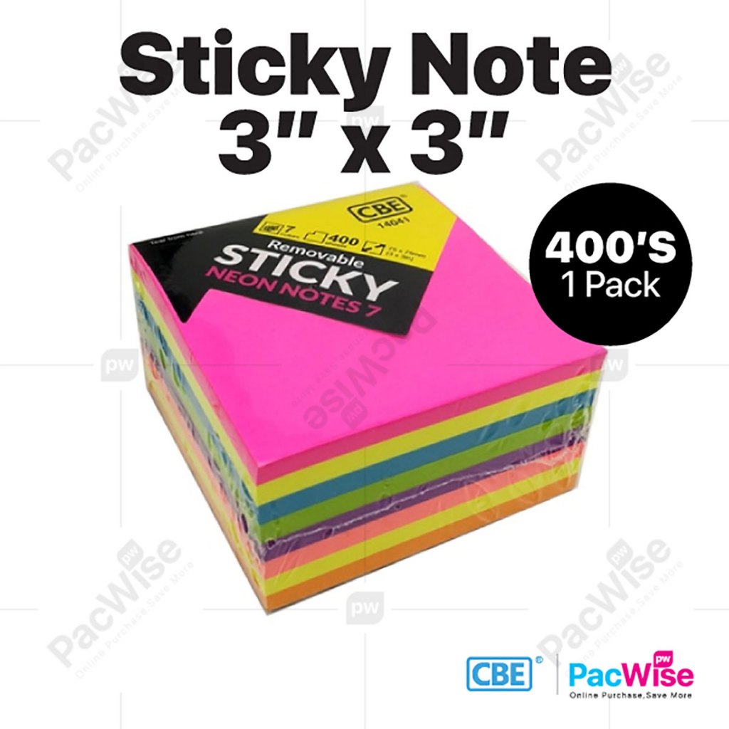 CBE Sticky Note 14041 / Removable Post-it Note / Nota Melekit 7 Neon ...