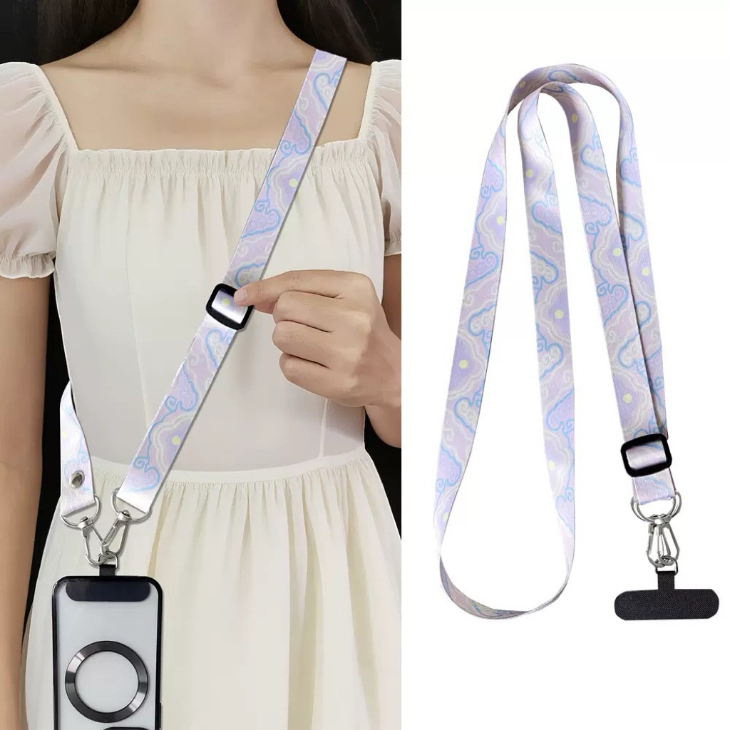 vintage cloud pattern phone lanyard crossbody adjustable neck strap ...