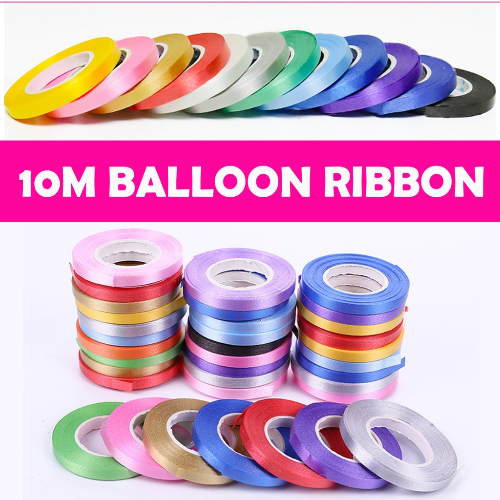 10M Balloon String Ribbon Roll | Tali Belon Laser Colorful for Gift ...