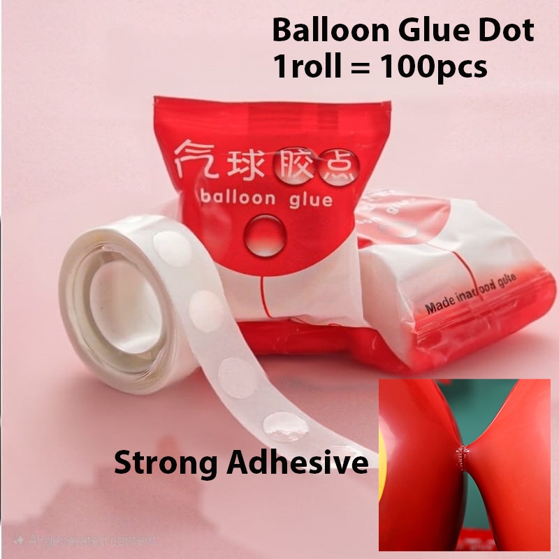 100 Points Balloon Glue Dot Double Tape Removable Adhesive Gam Tampal ...