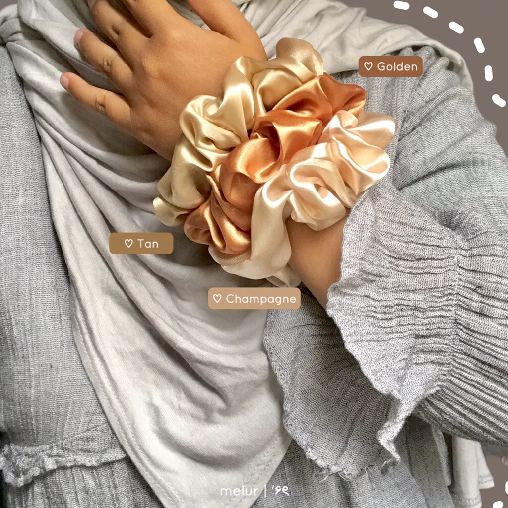 (SCRUNCHIES) MELUR Getah rambut Kain Satin Silk , Getah Rambut Lembut ...
