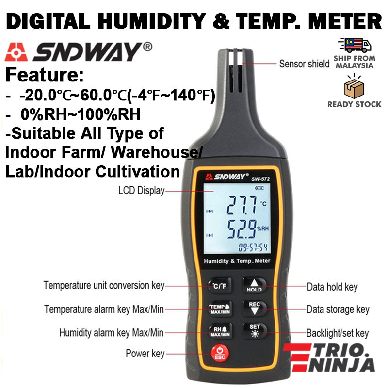 SNDWAY SW-572 Digital LCD Temperature and Humidity Meter Tester ...