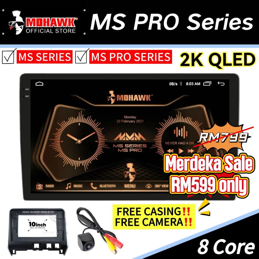 MOHAWK MS PRO 【Free Casing & Camera】Car Android Player 2K QLED 4+64GB ...