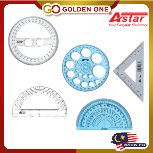 ASTAR Degree Ruler Protractor Ruler / PLastic Pembaris (45°/180°/360 ...