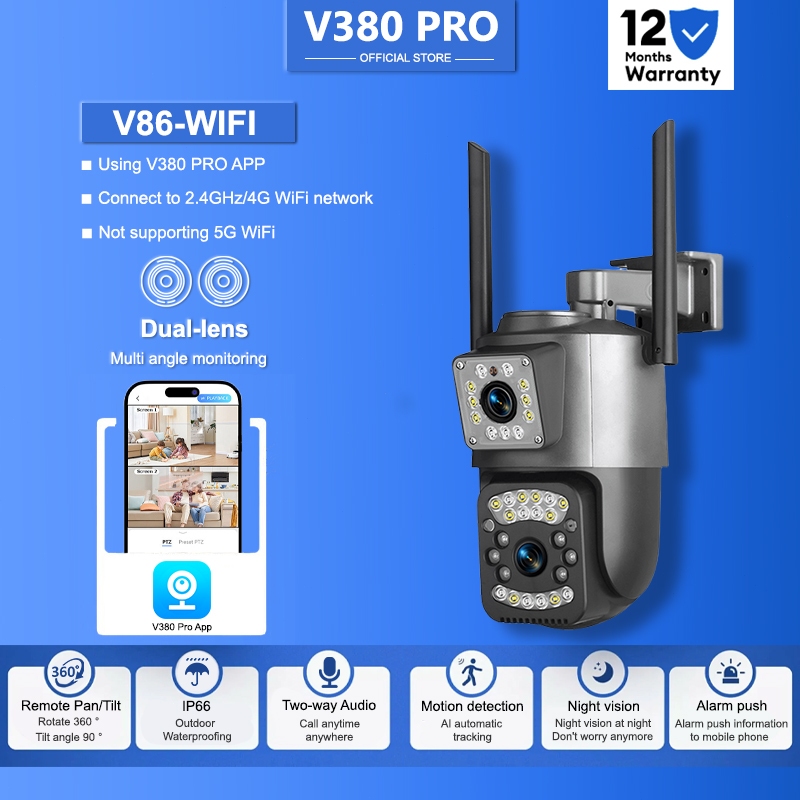 V380 Pro V86 wireless dual lens outdoor waterproof wifi 360° 4G cctv ...